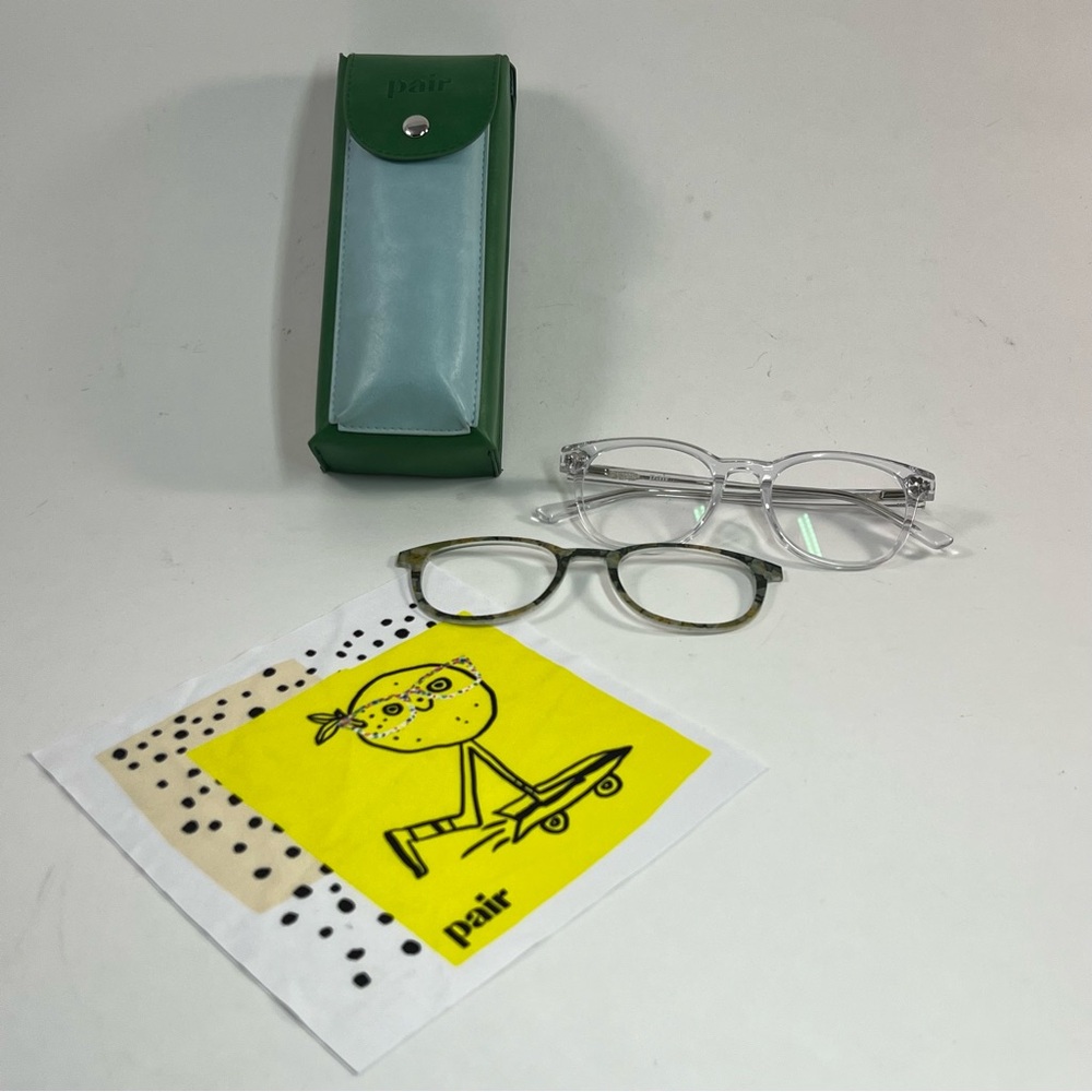 Eyeglass Case with Eyeglass Frames Only, One Frame Attachment and Cleaning Cloth